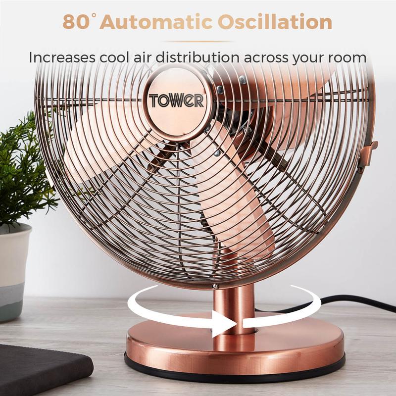 Tower Metal Desk Fan 12"  - Copper