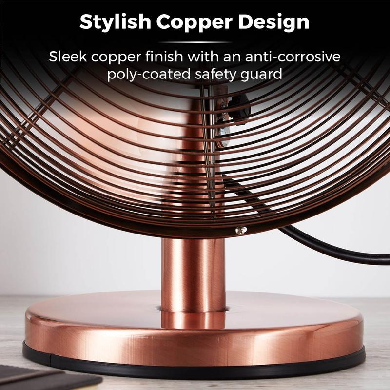 Tower Metal Desk Fan 12"  - Copper