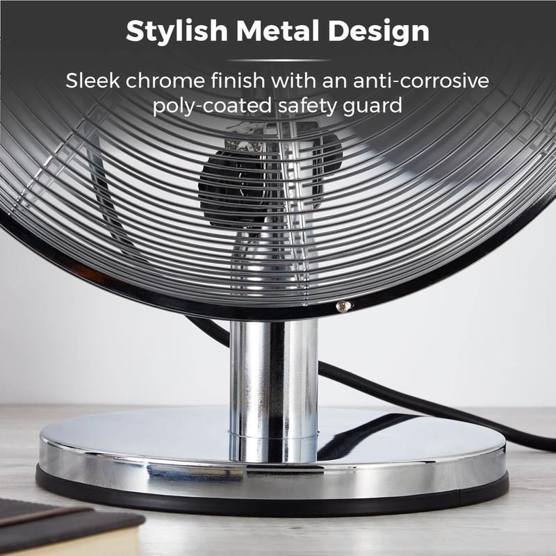 Tower Metal Desk Fan 12"  - Chrome