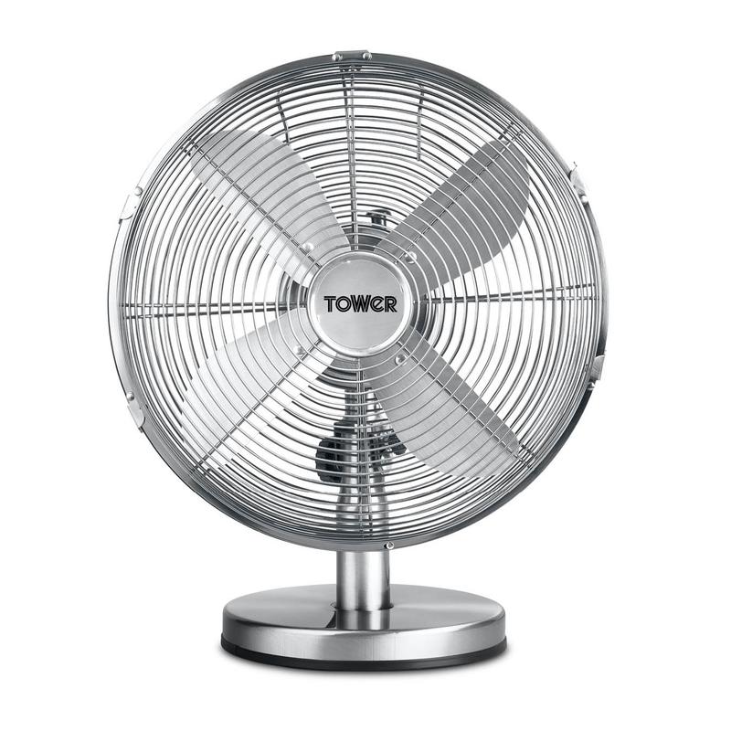 Tower Metal Desk Fan 12"  - Chrome