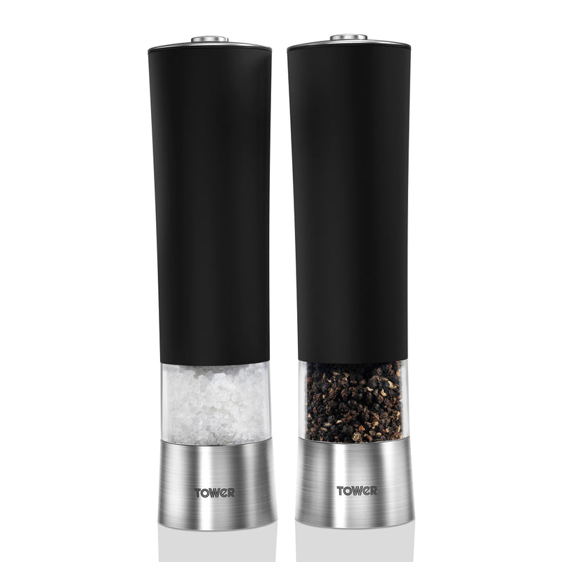 Tower Electric Salt & Pepper Mill  - Black & Chrome