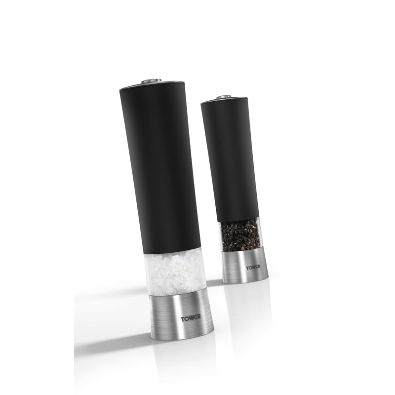 Tower Electric Salt & Pepper Mill  - Black & Chrome