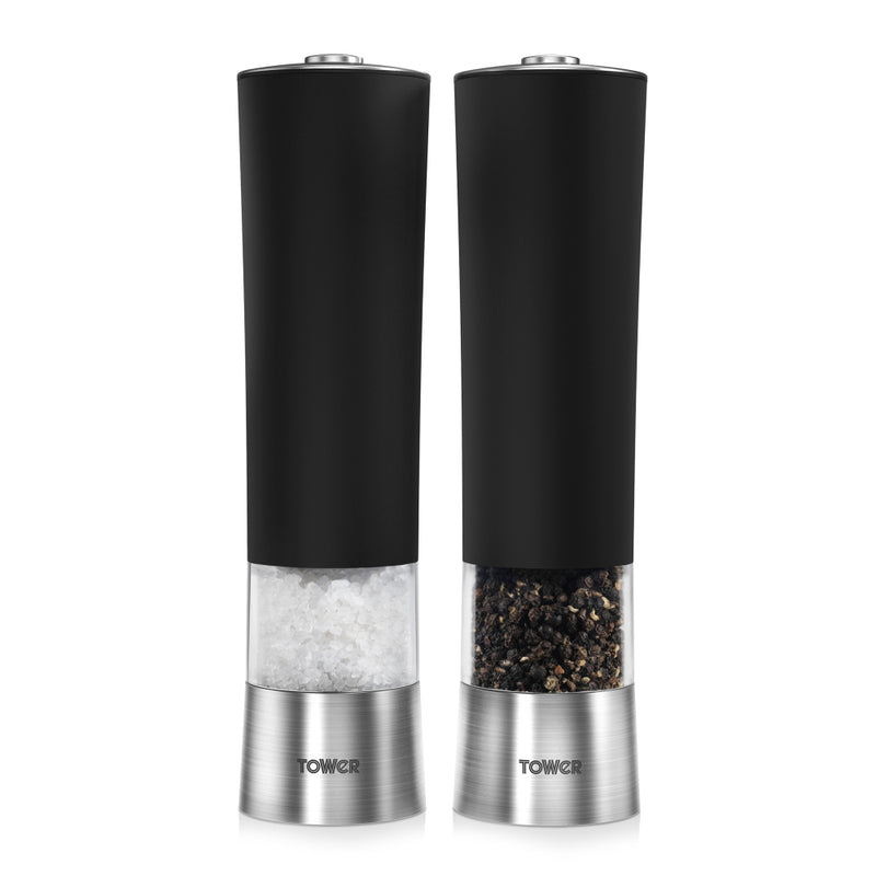 Tower Electric Salt & Pepper Mill  - Black & Chrome