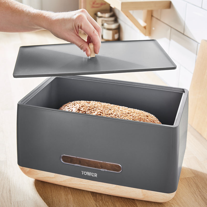 Tower Scandi Bread Bin  - Grey