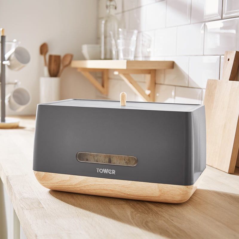 Tower Scandi Bread Bin  - Grey