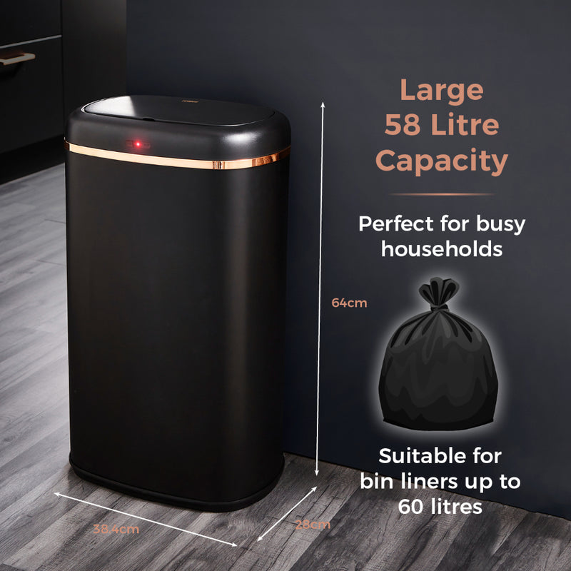 Tower Square Sensor Bin 58L  - Black