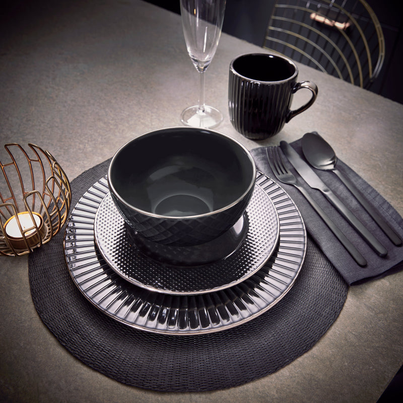 Tower Dinnerware Set 16 Piece  - Black