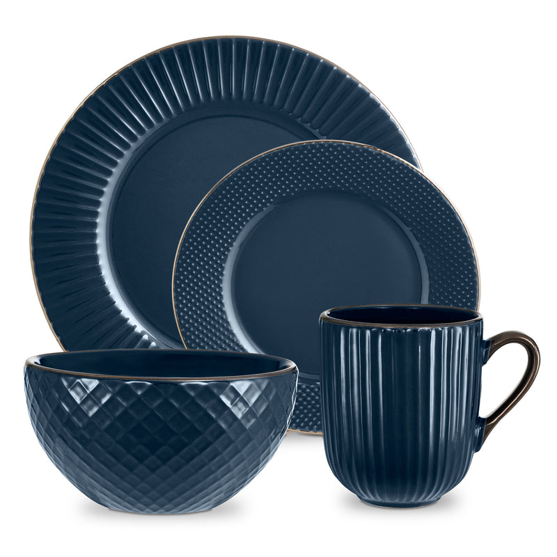 Tower Dinnerware Set 16 Piece  - Blue