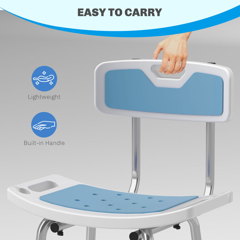 HOMCOM Shower Stool for Elderly Disabled Adjustable Shower Stool