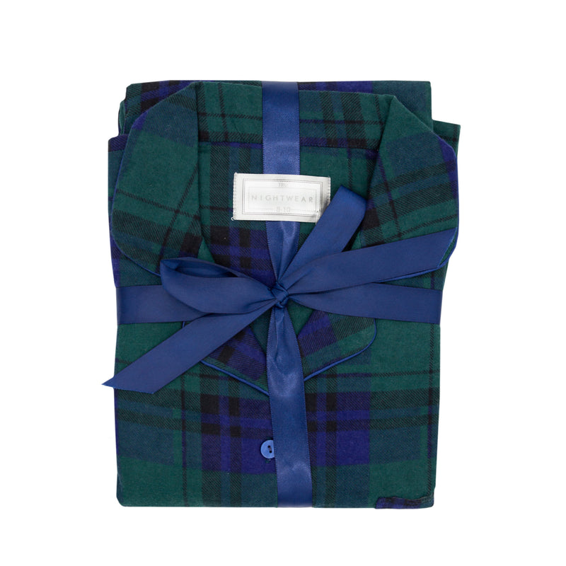 Ladies Flannel Pyjamas - Green Tartan