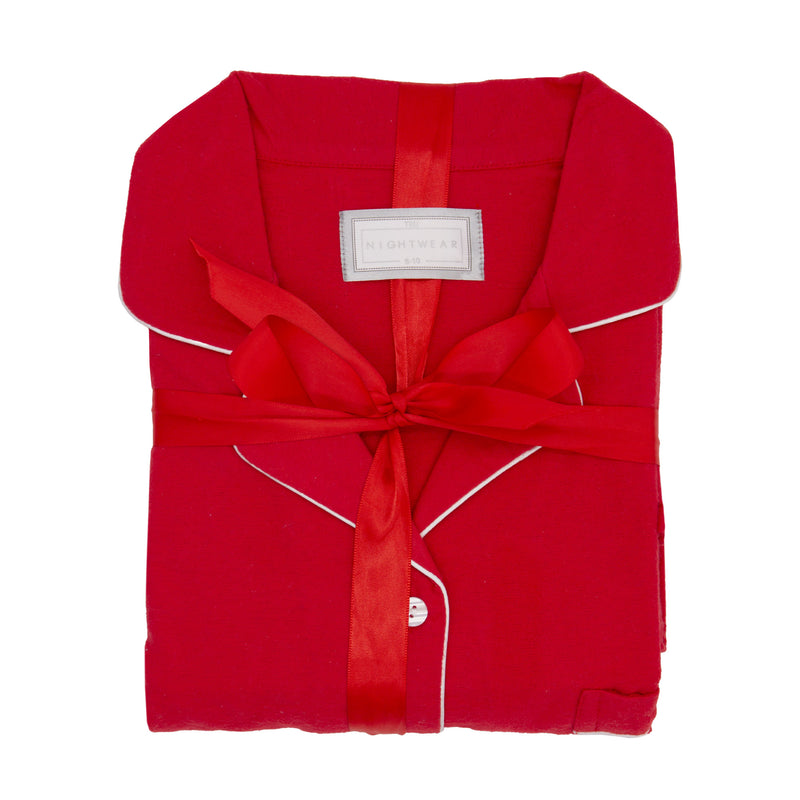 Ladies Flannel Pyjamas - Plain Red