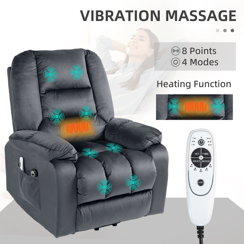 HOMCOM Lift Chair with Vibration Massage, Heat, Quick Assembly, Grey