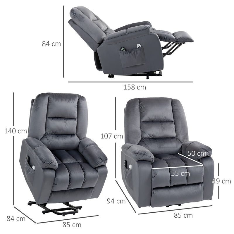 HOMCOM Lift Chair with Vibration Massage, Heat, Quick Assembly, Grey