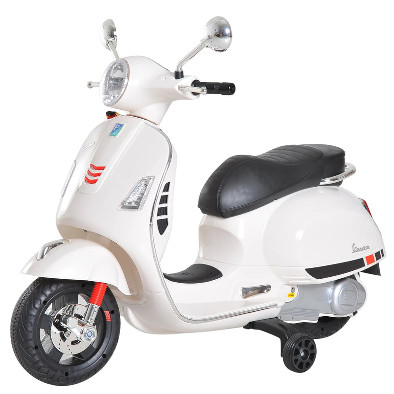 HOMCOM Kids Ride On Vespa Motorcycle W/LED Lights - White