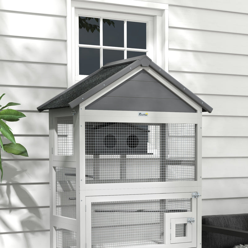 PawHut Bird Cage w/ Stands for Finches, Parakeets, Small Birds - Grey