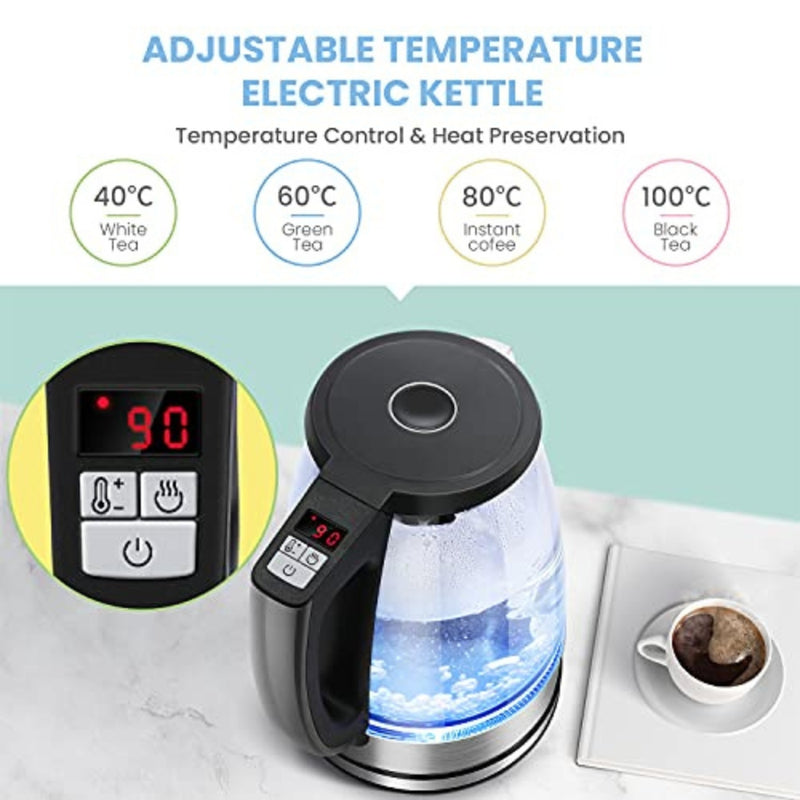 comfee electric variable temperature control stainless steel water kettle  with digital handle 1.7l 