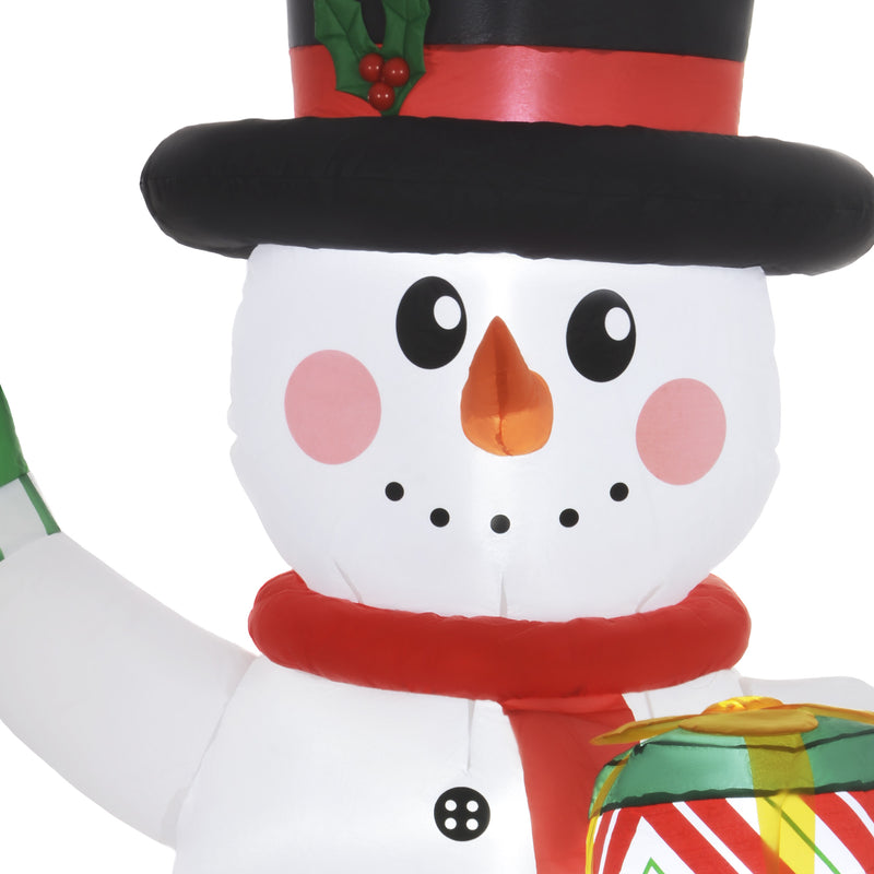 Outsunny 6FT Inflatable Snowman with Candy Cane and Gift Box for Party