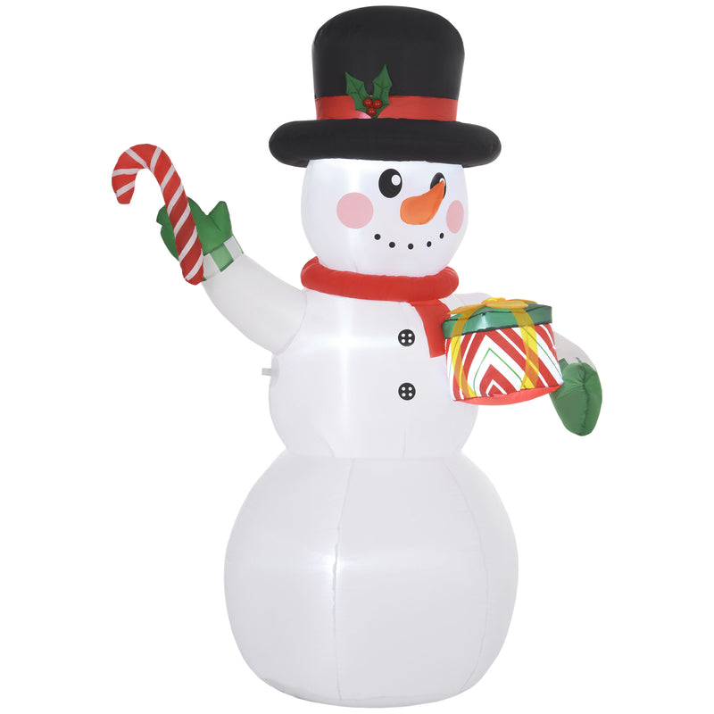 Outsunny 6FT Inflatable Snowman with Candy Cane and Gift Box for Party