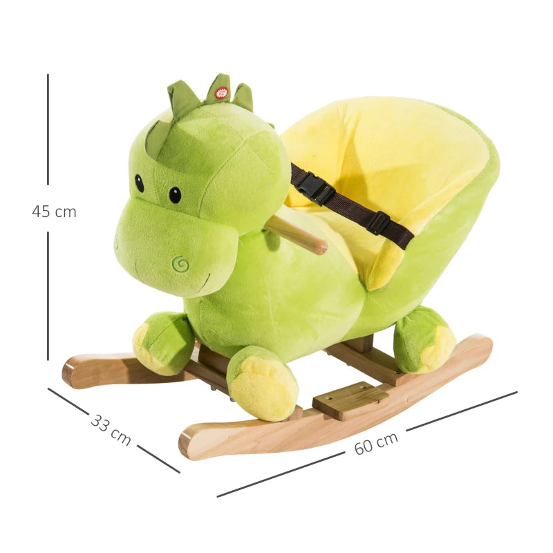 HOMCOM Kids Rocking (Dinosaur) Horse - Plush Ride-On Dinosaur Seat - with Seat Safety Belt