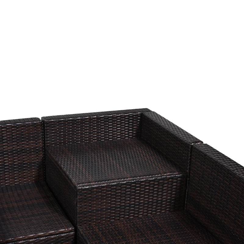 Outsunny Rattan Corner Sofa Set with Table - Brown