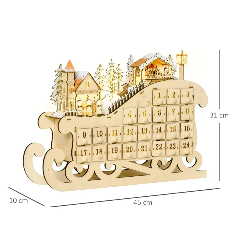 HOMCOM Christmas Sleigh advent Calendar