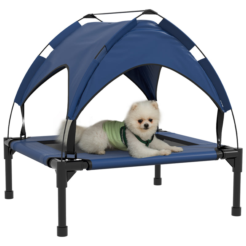 PawHut Cooling Raised Dog Bed w/ Breathable Mesh, for S, M Dogs - Dark Blue