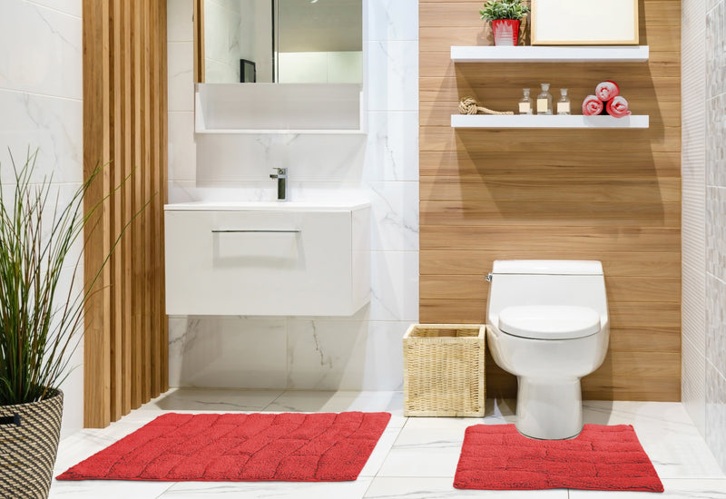 Waves Pure Cotton Jacquard 2pc Bath set in Red