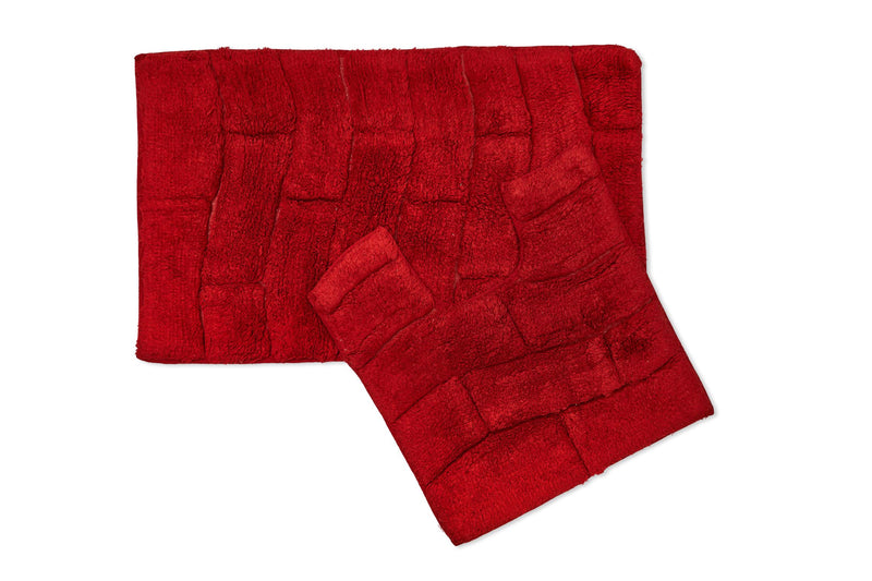 Waves Pure Cotton Jacquard 2pc Bath set in Red