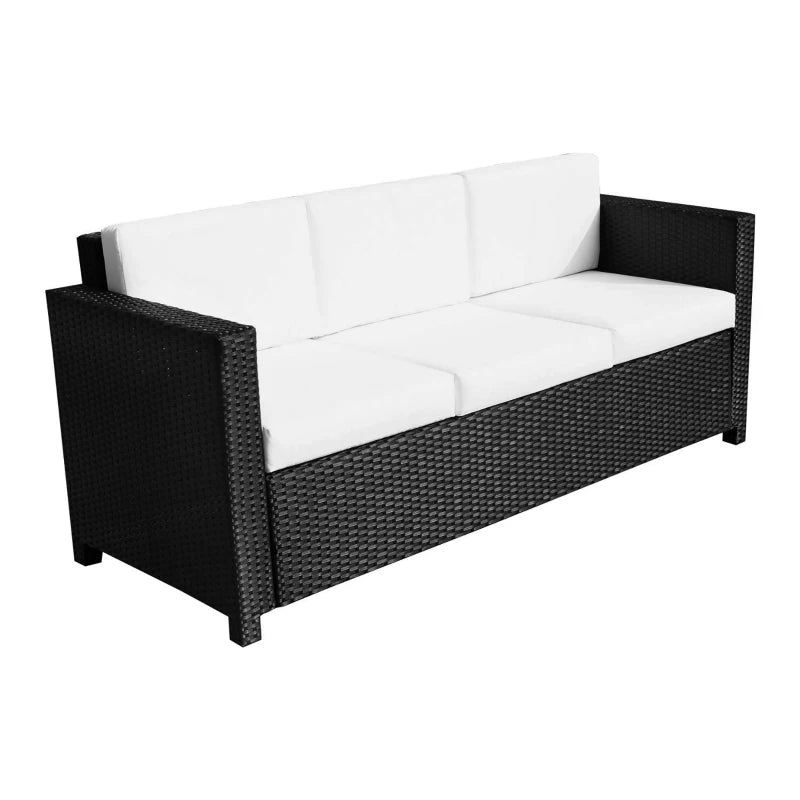 Outsunny Rattan Sofa 3 Seater - Black