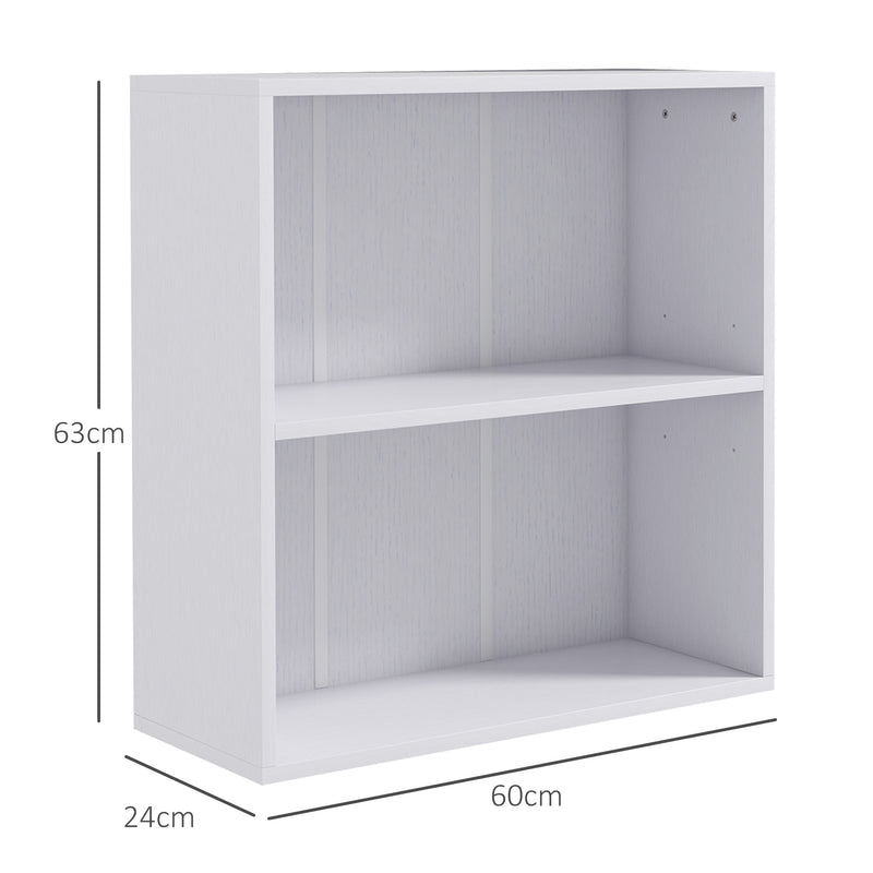 HOMCOM Bookshelf Display Storage Shelf with 2 Compartments for Study White