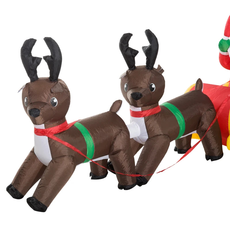 HOMCOM Christmas Inflatable Santa Sleigh with Reindeers 7ft