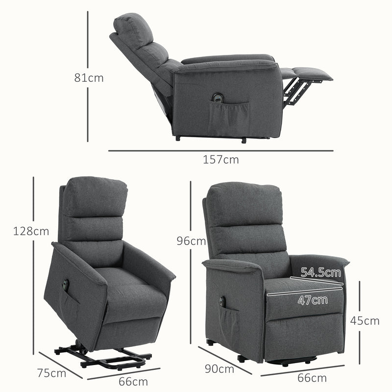 HOMCOM Power Lift Recliner Electric Reclining Chair with Remote Dark Grey