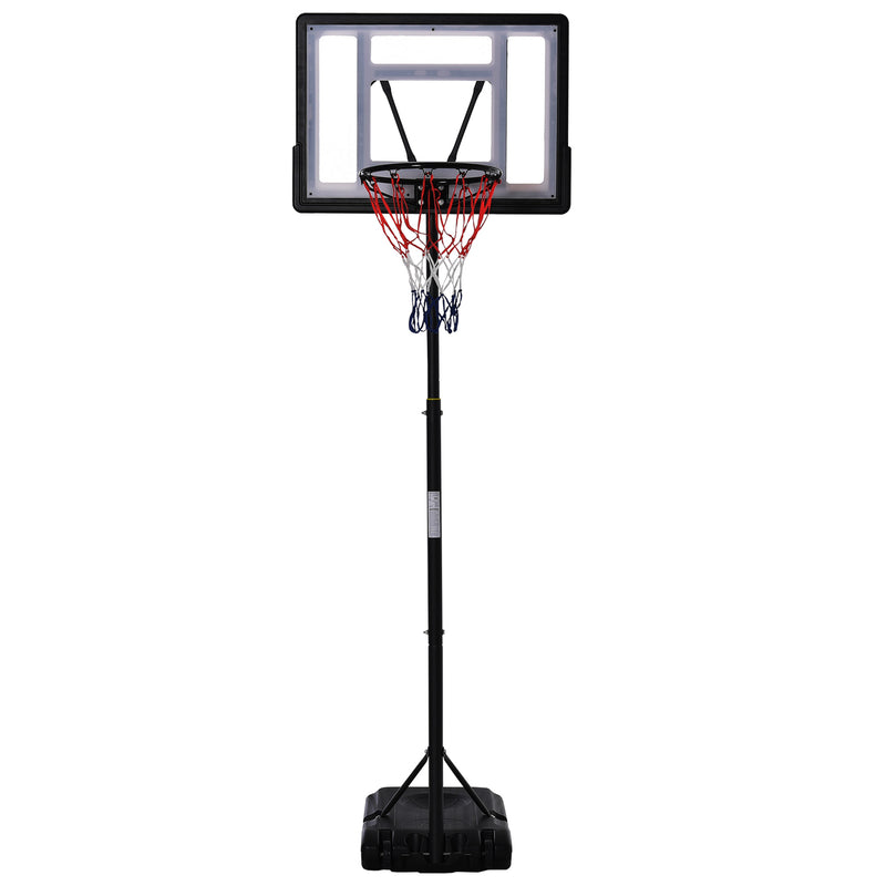 HOMCOM  1.55-2.1m Basketball Hoop and Stand w/ Fillable Base, Wheels - Black