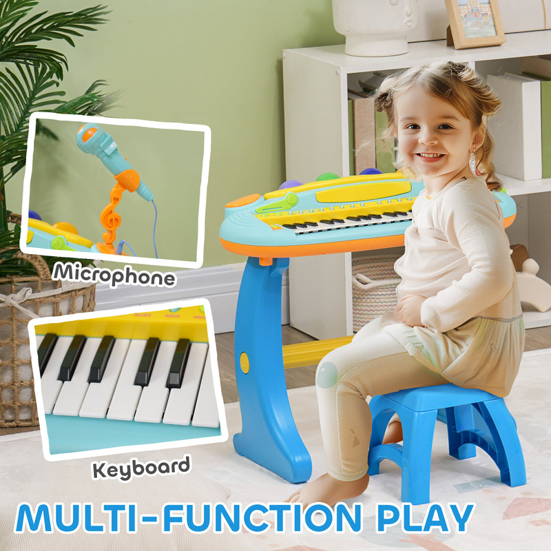 AIYAPLAY 37 Keys Kids Piano w/ Microphone, Stool, Record & Replay Function