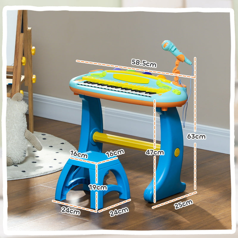 AIYAPLAY 37 Keys Kids Piano w/ Microphone, Stool, Record & Replay Function