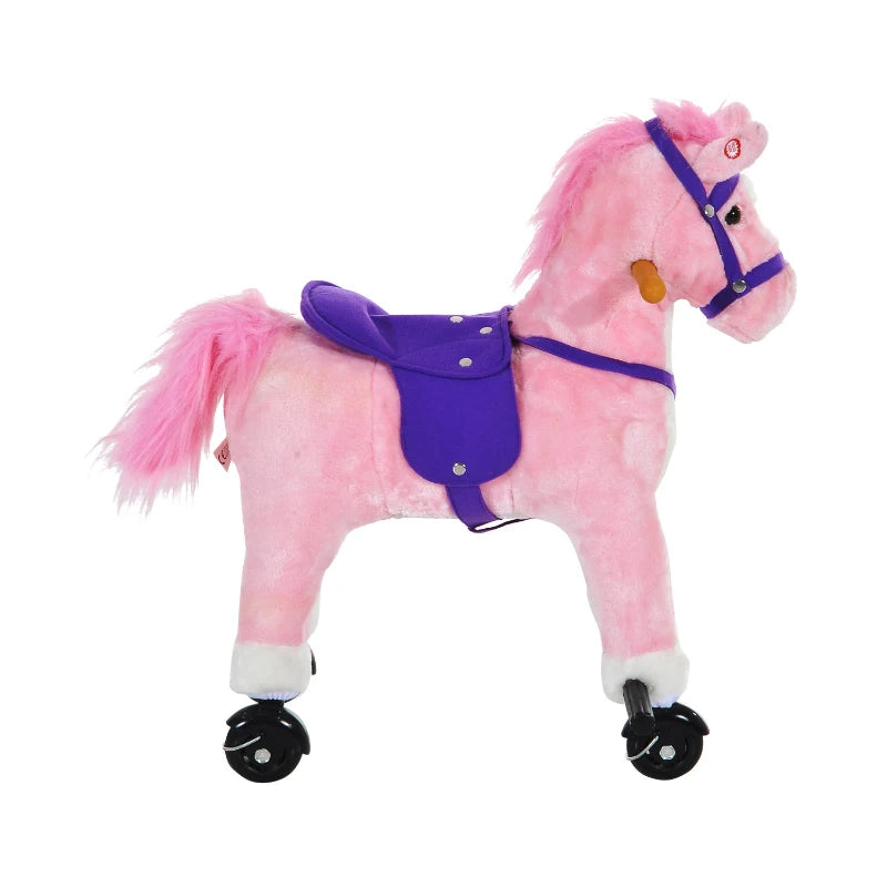 HOMCOM Children's  Wheeled Walking Horse  (Pink)