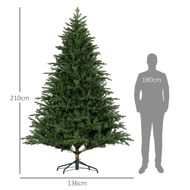 HOMCOM 7ft Prelit Artificial Christmas Tree w/ Lights for Party Decoration