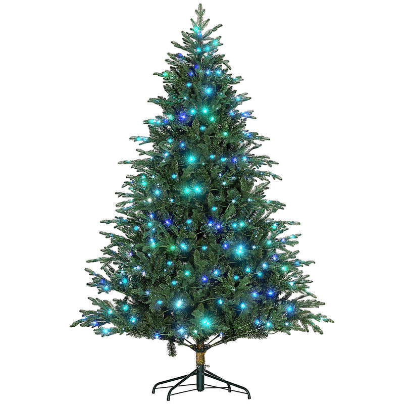 HOMCOM 7ft Prelit Artificial Christmas Tree w/ Lights for Party Decoration