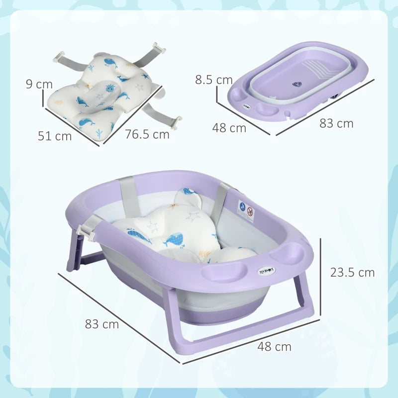 ZONEKIZ Baby Bath Tub with Cushion - Purple