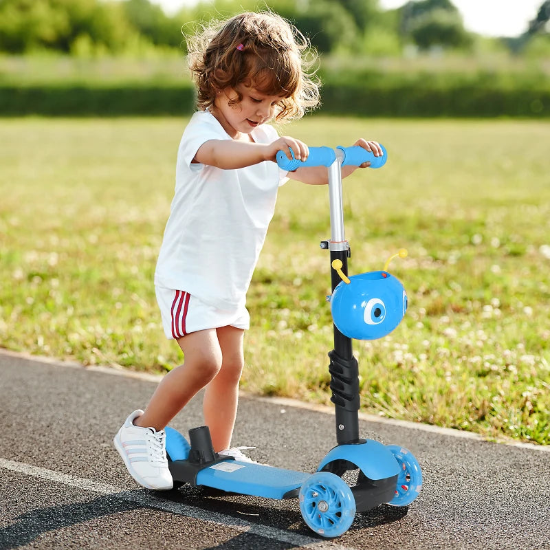 HOMCOM 5-in-1 Children's  Kick Scooter W/Removable Seat-Blue