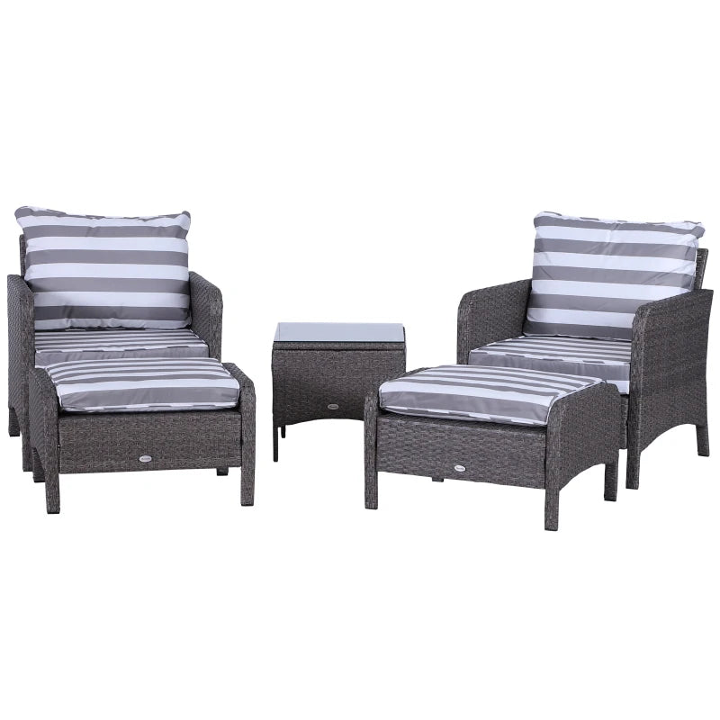 Outsunny Outdoor Rattan 2 Seater with Footstools - Dark Grey