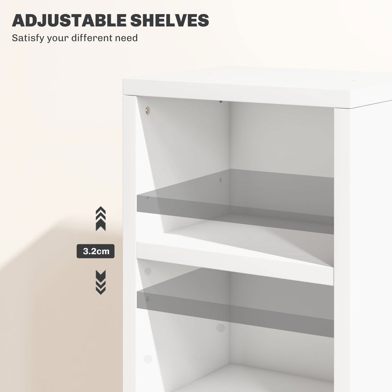 HOMCOM Set of 2 CD Storage Units with Adjustable Shelves, High Gloss White