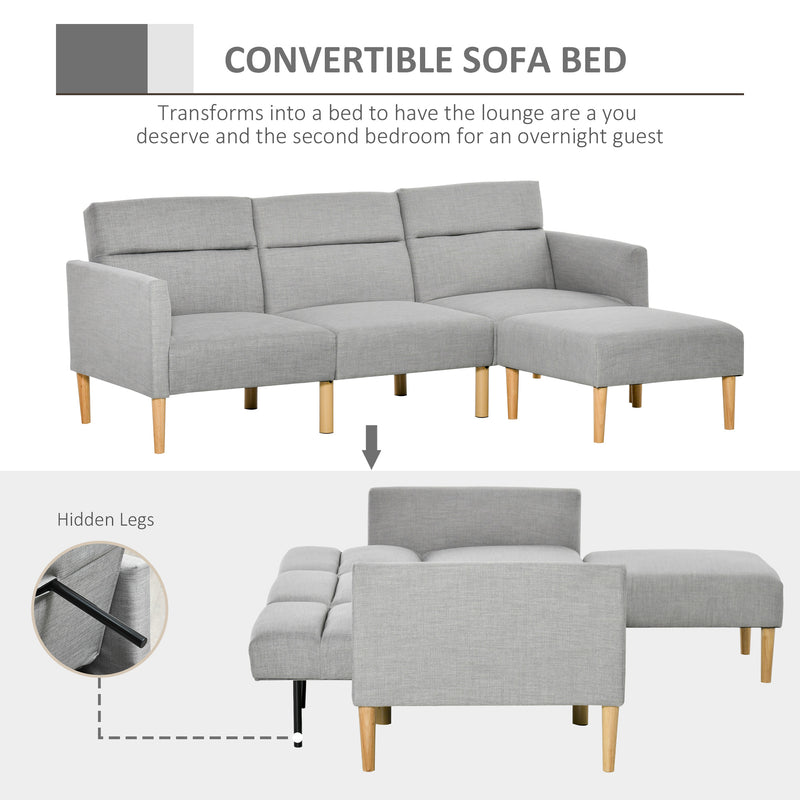 HOMCOM Upholstered Sofa bed Reversible Sectional Sofa Set linen-Touch Sleeper