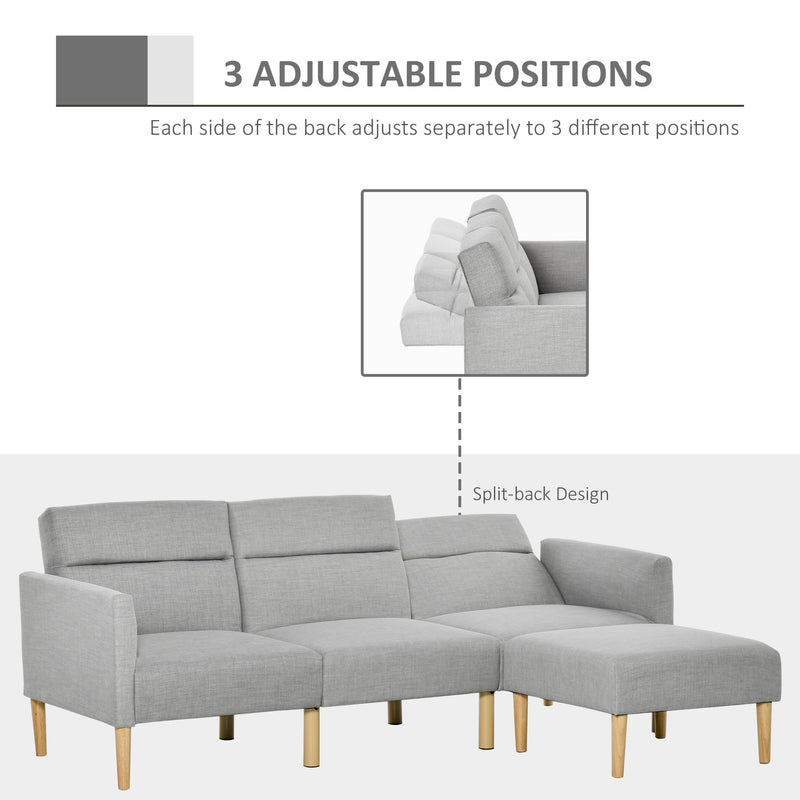 HOMCOM Upholstered Sofa bed Reversible Sectional Sofa Set linen-Touch Sleeper