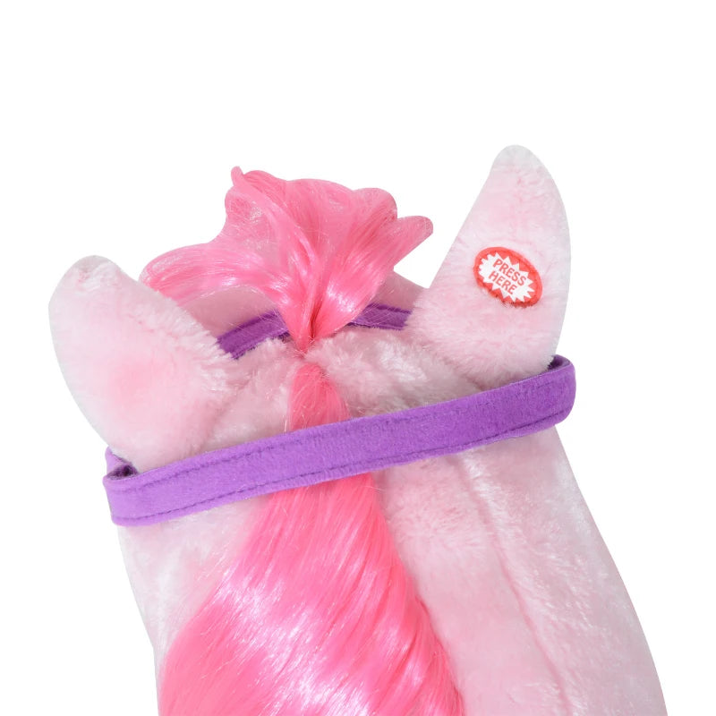 HOMCOM Children's  Walking Horse W/Sound-Pink