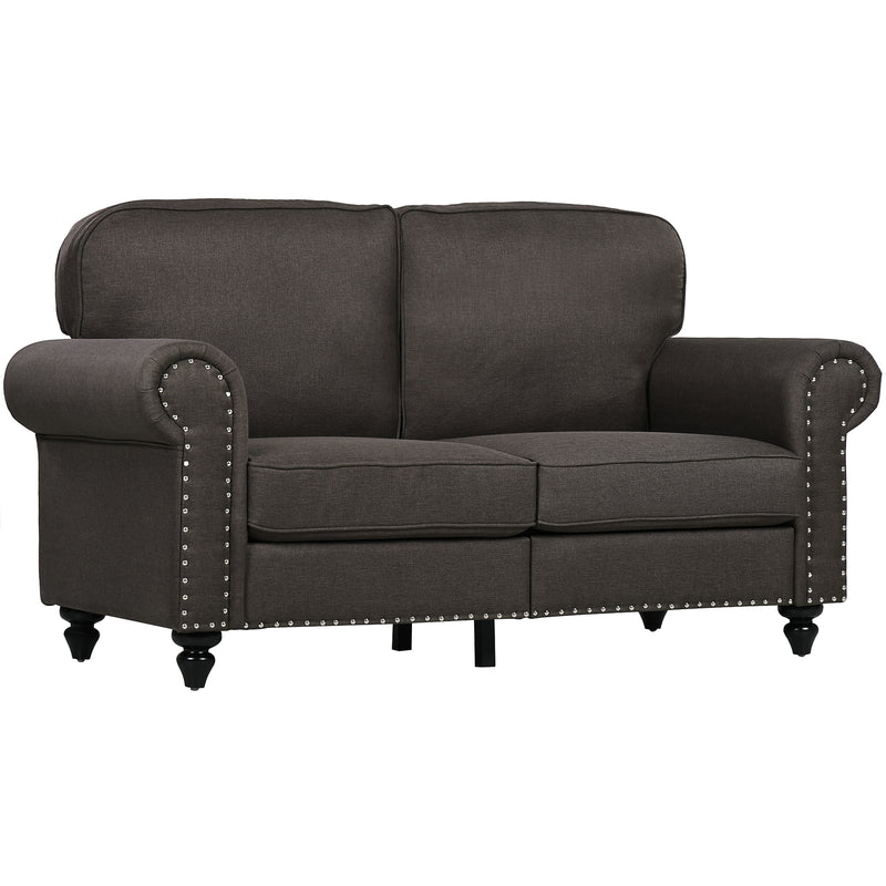 HOMCOM 2 Seater Sofa for Living Room, with Nailhead Trim, Dark Brown