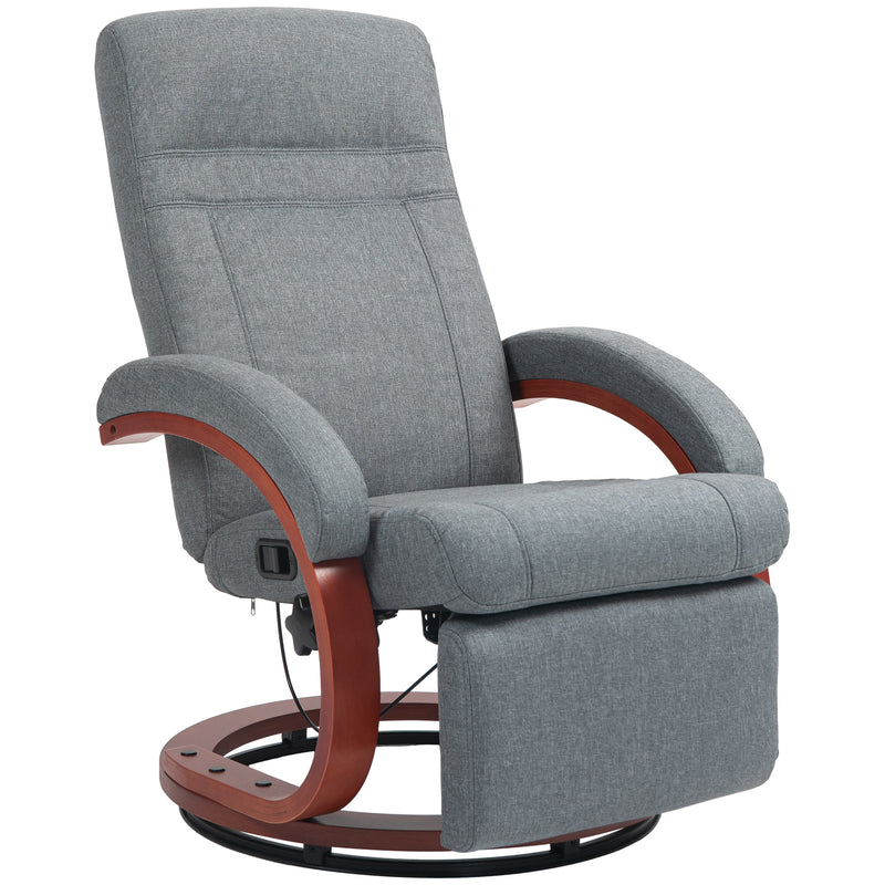 HOMCOM Manual Recliner Swivel Reclining Chair with Footrest Armrests Grey