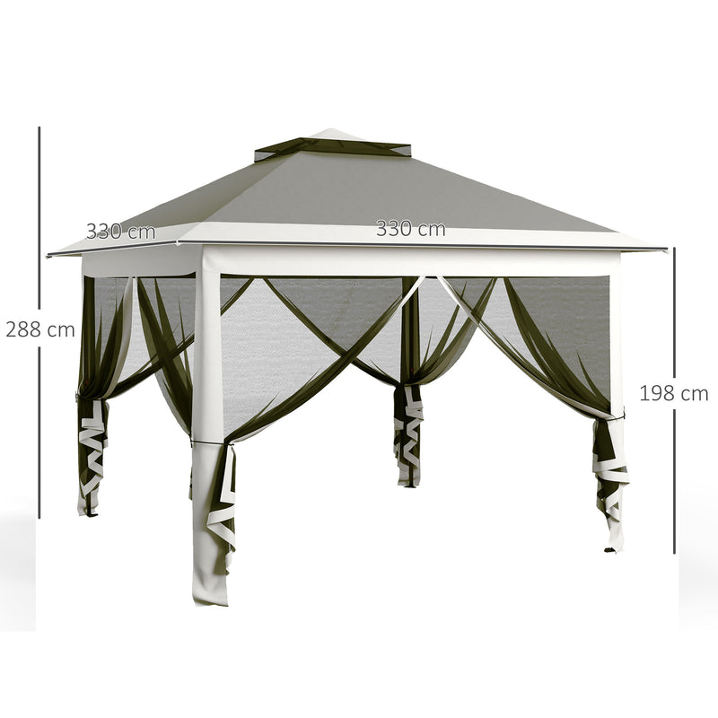 Outsunny Pop Up Gazebo Height Adjustable Canopy Tent w/ Carrying Bag, Dark Grey