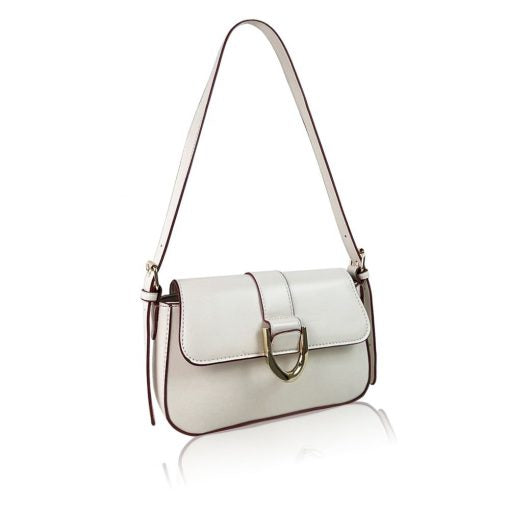 Amanda Faux Leather Shoulder Bag -Ivory