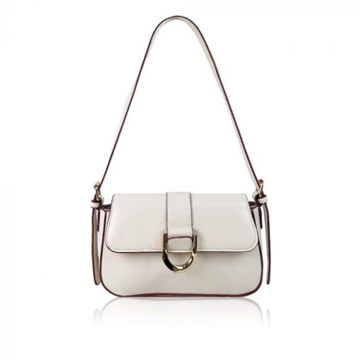 Amanda Faux Leather Shoulder Bag -Ivory